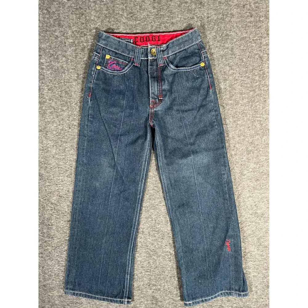 Vintage Coogi Australia Kids Denim Jeans Embroidered Logo Size 8 Hip Hop Style